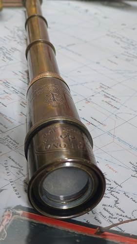 Antique Telescope 18 Inch Brass Pirate Spyglass with Wooden Box 1