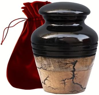 Small Wooden Urn for Ashes 20 Cuin Capacity Black Fractal Design