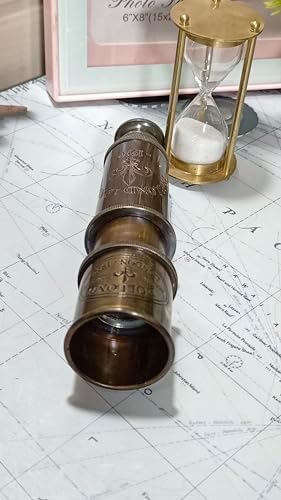 Antique Pirate Telescope 18 Inch Brass Spyglass Telescope - Functional Clear Vision Nautical Decor Gift