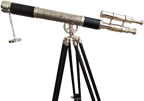 Vintage Brass Telescope with Adjustable Wooden Stand