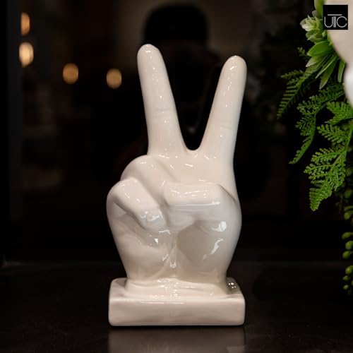 Peace Sign Hand Decor Ceramic Figurine 575x4x1075