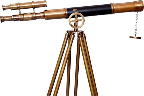Nautical Authentic Brass Telescope with Wooden Tripod