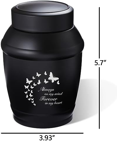 57 Inch Medium Cremation Urn Black Butterfly