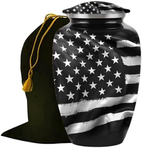 American Flag Black and White Urns for Ashes
