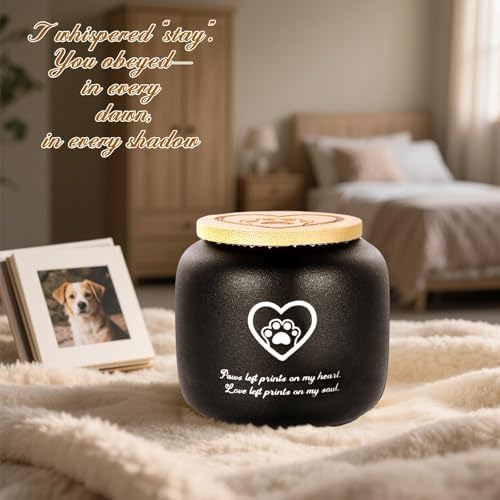 HappyTails Ceramic Pet Ash Urn for Cats and Dogs