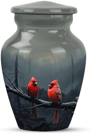 Red Cardinal Bird Mini Urn for Human Ashes Keepsake