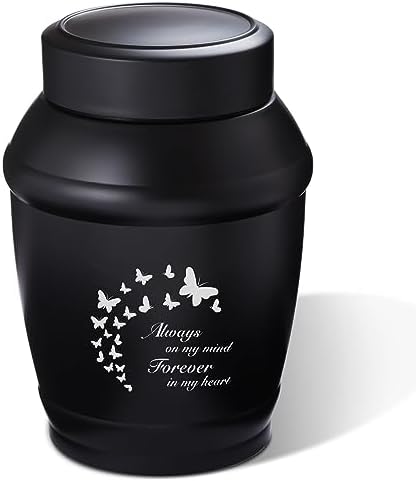 57 Inch Medium Cremation Urn Black Butterfly