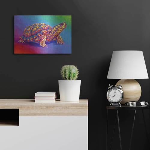Rainbow Eastern Box Turtle Metal Wall Art 24x16