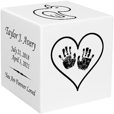 Stonewood Heart Themed Custom Engraved Urn Cube for Infant Ashes