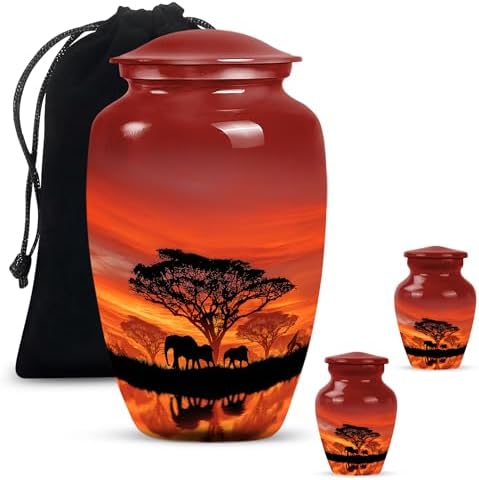 Elephant Cremation Urn Set Large Small for Ashes