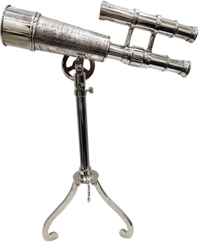 Vintage Marine Spyglass Chrome Finish Telescope Table Top Tripod Display Center Piece