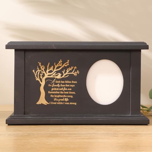 Wooden Urns for Human Ashes - Black Tree of Life with Frame