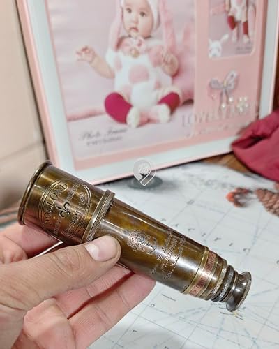 Antique Telescope 18 Inch Brass Pirate Spyglass with Wooden Box 1