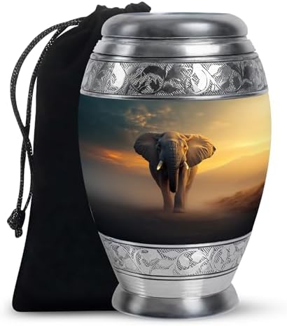 Elephant Large Cremation Urn for Human Ashes - 10 Inch