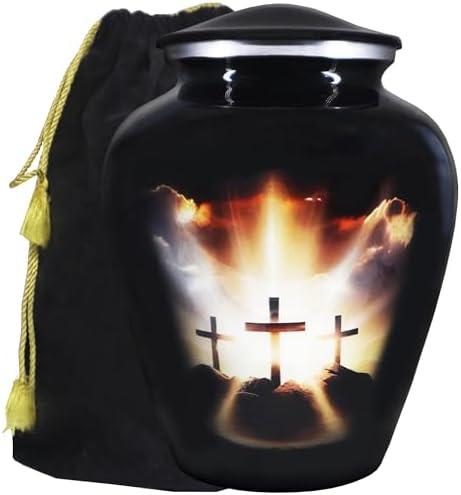 M MEILINXU Elegant Black Cremation Urn for Adult Ashes