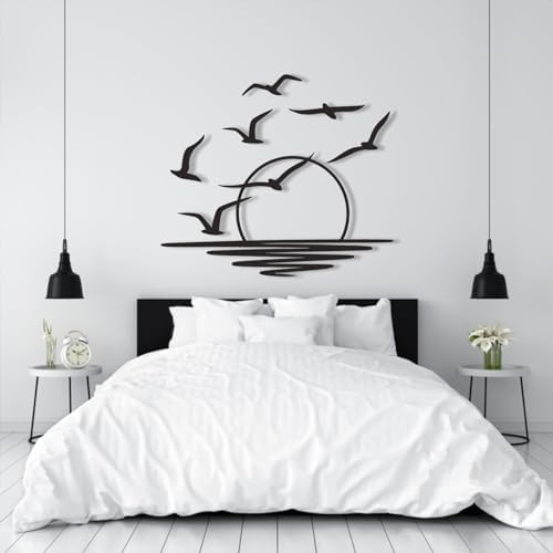 Cadeali Sunrise and Birds Metal Wall Art Decor