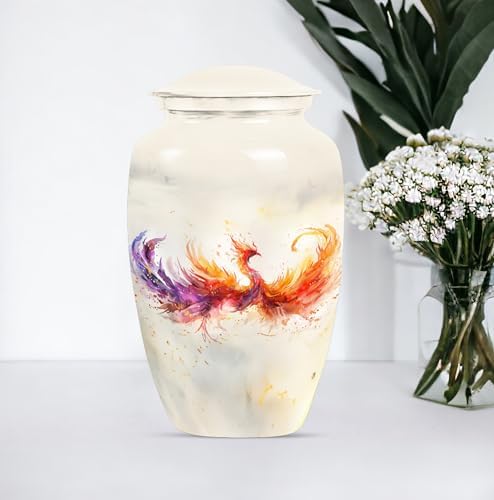 Phoenix Bird Urn for Human Ashes - Large White with Velvet Bag