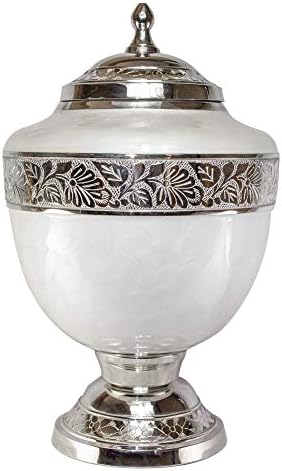 White Adult Cremation Urn with Personalized Keepsake