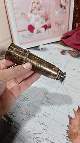 Antique Telescope 18 Inch Brass Pirate Spyglass with Wooden Box 1