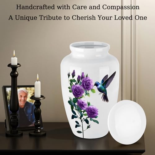 Abooxiu 10 Inch Ceramic Hummingbird Urn for Ashes