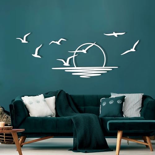 Cadeali Sunrise and Birds Metal Wall Art Decor