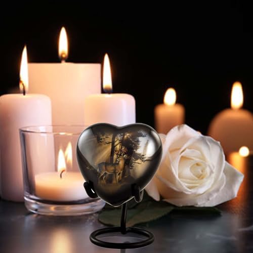 Deer Heart Keepsake Urn with Stand Box Bag
