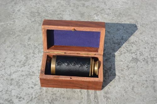 Nautical India 6 Inch Brass Telescope With Wooden Box Pirate Navigation