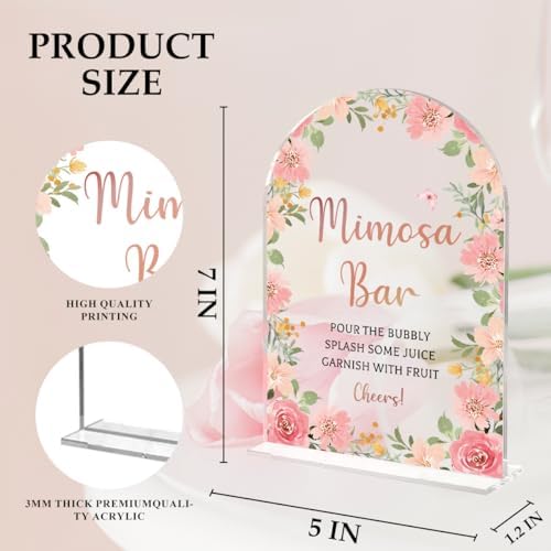 Wedding Sign Decor with Pink Acrylic Arch 5x7 Inch