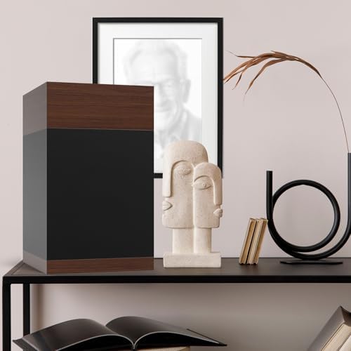 Wooden Cremation Urns for Human Ashes Black Urn with Solid Wood Base