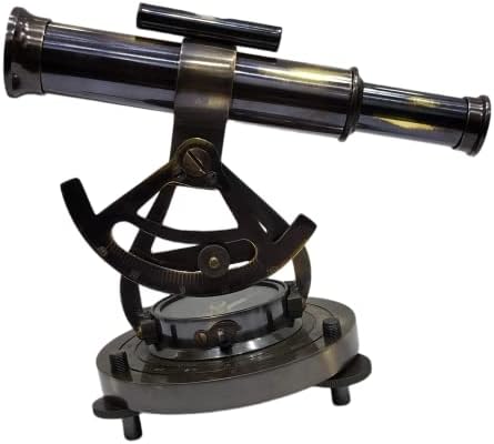 Vintage Antique Brass Compass Navigation Instrument Theodolite Alidade Telescope
