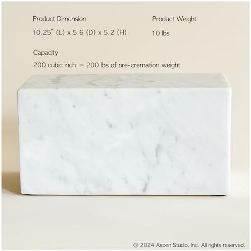 Aspen Studio Carrara Marble Urn for Ashes Decorative Urn