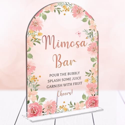 Wedding Sign Decor with Pink Acrylic Arch 5x7 Inch