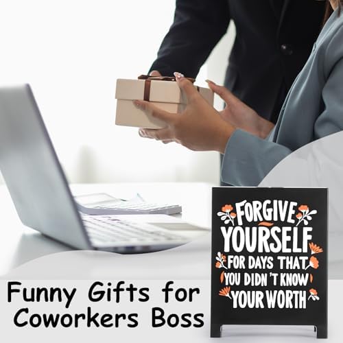Forgive Yourself Motivational Desk Sign Office Decor