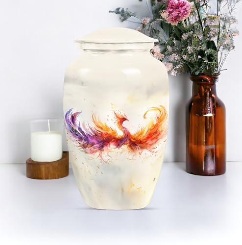 Phoenix Bird Urn for Human Ashes - Large White with Velvet Bag