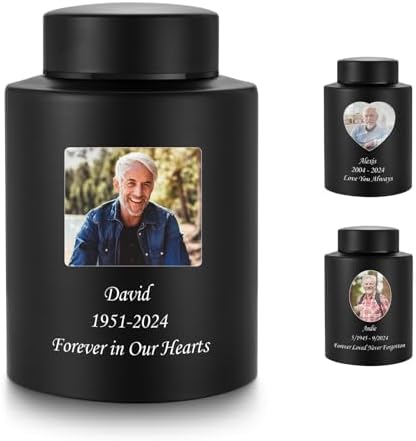 Photo Custom Cremation Urn Matt Black 59 Inch