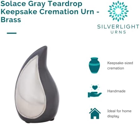 Solace Gray Teardrop Cremation Urn Brass