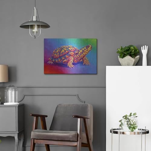 Rainbow Eastern Box Turtle Metal Wall Art 24x16