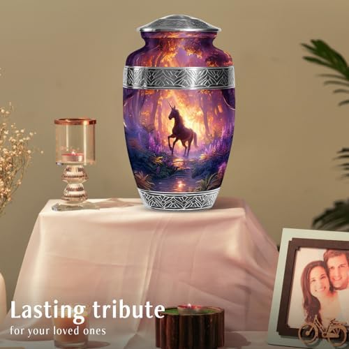 Unicorn Themed Cremation Urn - 10 Inch Adult Decorative Urn