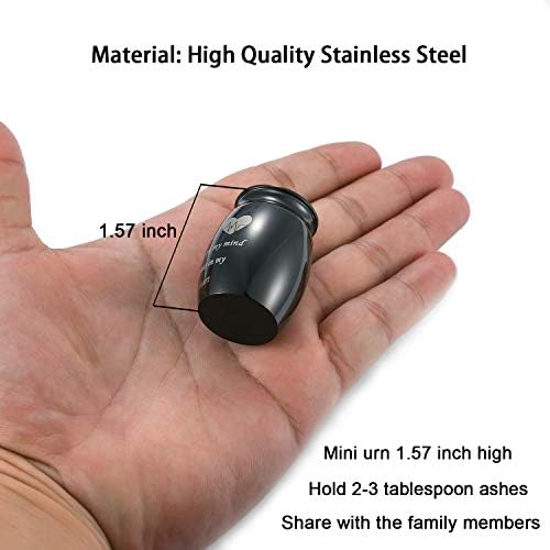 Sunling Mini Stainless Steel Cremation Urn - Black 157 Inch High