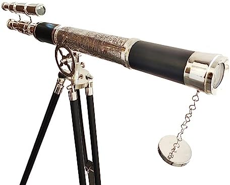 Vintage Brass Telescope with Adjustable Wooden Stand