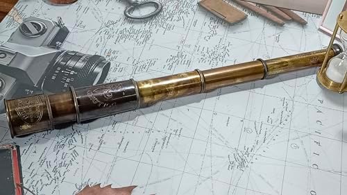 Antique Pirate Telescope 18 Inch Brass Spyglass Telescope - Functional Clear Vision Nautical Decor Gift
