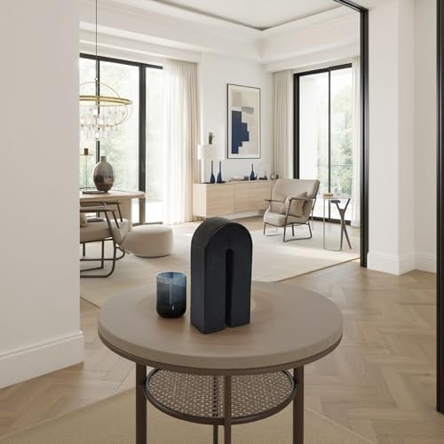 Benzara Modern Decorative Arch Sculpture in Matte Black Solid Marble 8 Inch