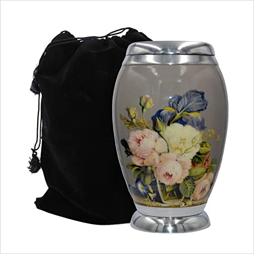 Brass Rose Cremation Urn with Velvet Bag