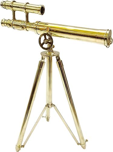 Vintage Shiny Brass Double Barrel Telescope Stand