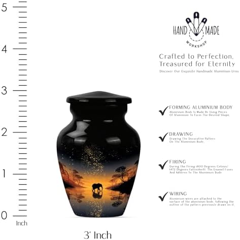 Set of 4 Decorative Elephant Ash Urns for Cremation