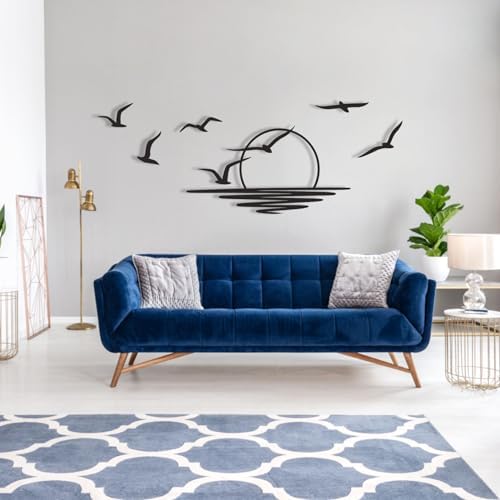 Cadeali Sunrise and Birds Metal Wall Art Decor