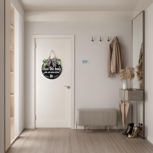 3D Bless This Home Wooden Front Door Sign Christian Welcome Decor