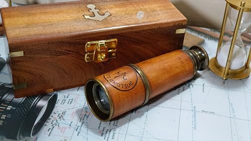Antique Pirate Telescope with Brass and Leather Finish