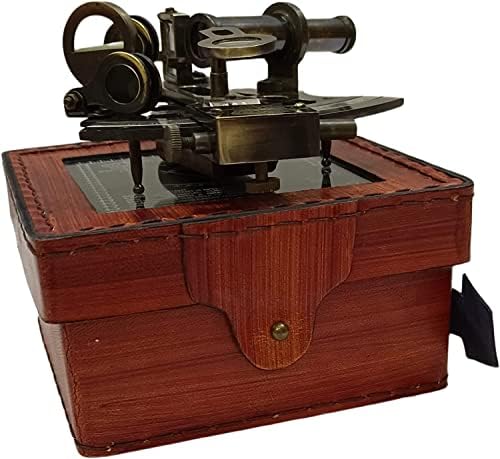 German Model Nautical Brass Sextant with Leather Box