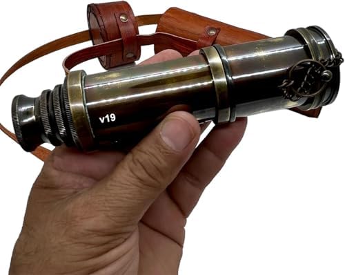 V19 Antique Brass Telescope with Leather Cover